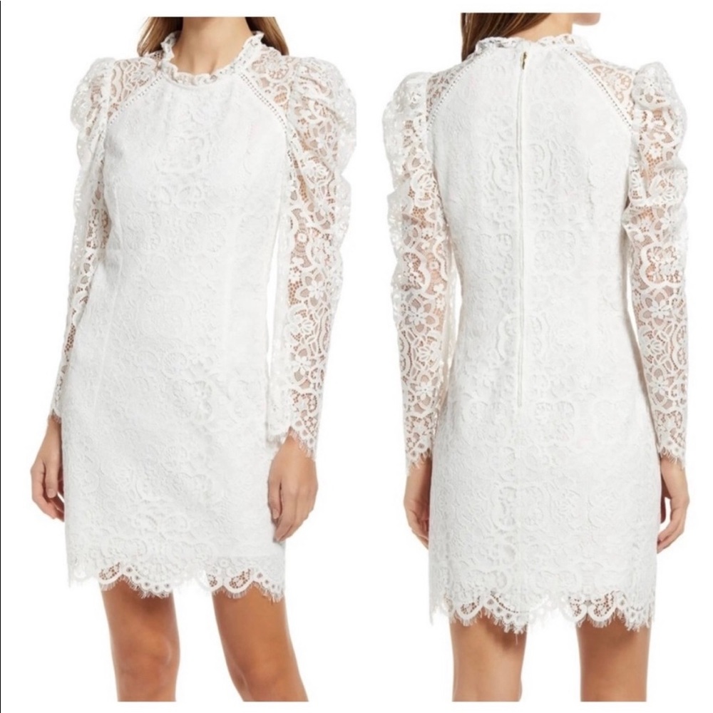 Lilly Pulitzer lace Averi white long puff sleeve sheath dress - Best Offer